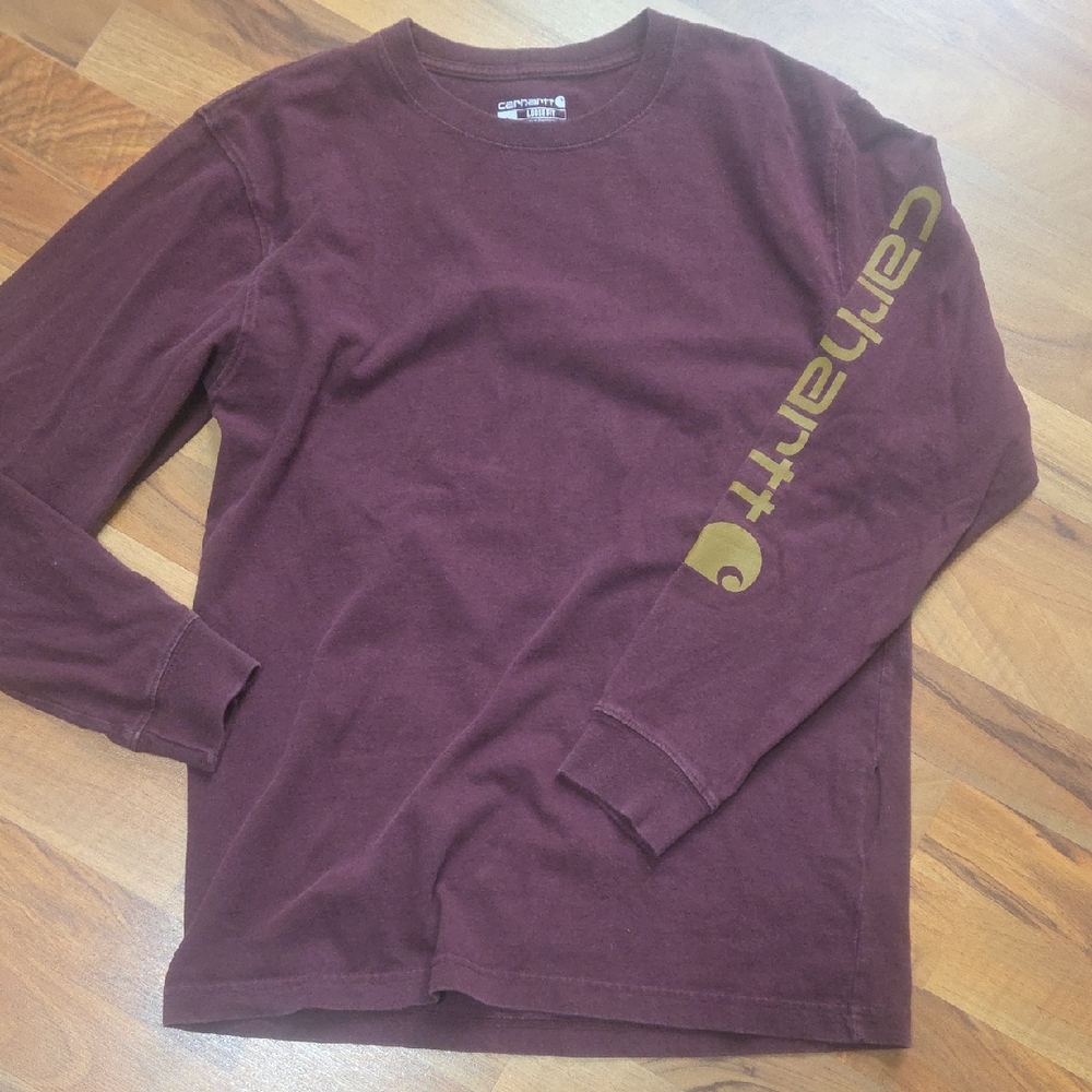 Carhartt Burgundy Long Sleeve with Gold Logo, Size S